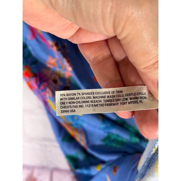 Soma Cool Nights Smocked Neck Chemise Flutter Sleeve Blooming Tropical Print - Picture 6 of 12